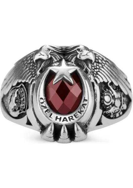 Çift Kartal Başlı Osmanlı Armalı Polis Özel Harekat Yüzüğü