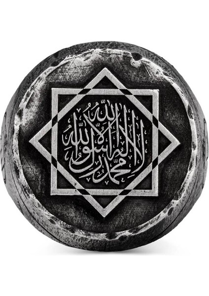 Alparslan Büyük Selçuklu Sekiz Köşeli Yıldız Kelime-I Tevhid Eskitme Gümüş Erkek Yüzük fırsatları