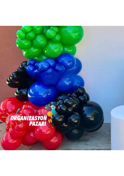 Balon Seti Kırmızı-Lacivert-Çim Yeşili-Siyah 100 Lü Balon Zinciri Seti fırsatları