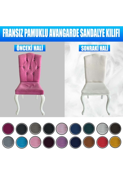 6 Adet Pamuklu Fransız Kumaş Avangarde Model Sandalye Kılıfı & Sandalye Örtüsü Seti