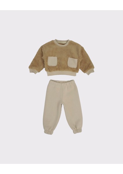 Unisex Bebek Peluş Sweatshirt ve Eşofman Takımı