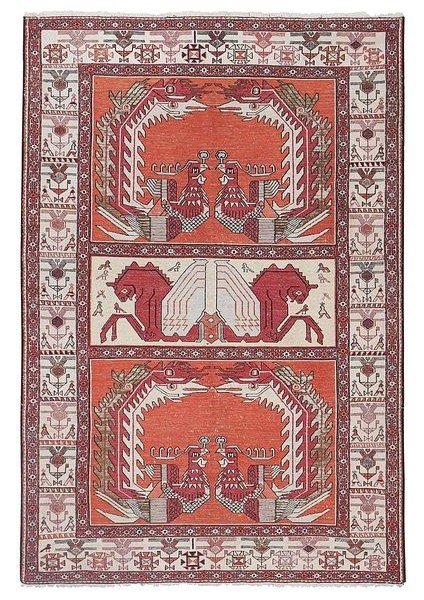 Kırmızı Hayvan Desenli Iran Sumak Kilimi 124 X 186 Cm