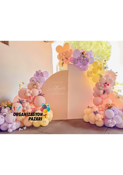 Balon Seti Makaronsarı-Makaronpembe-Makaronlila-Makaronsomon 60 Lı Balon Zinciri Seti