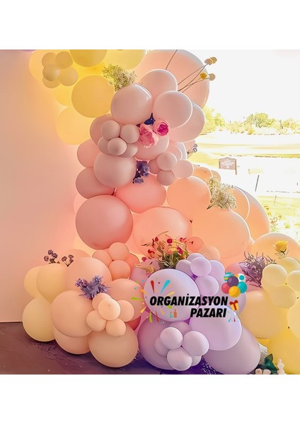 Balon Seti Makaronsarı-Makaronpembe-Makaronlila-Makaronsomon 60 Lı Balon Zinciri Seti fırsatları