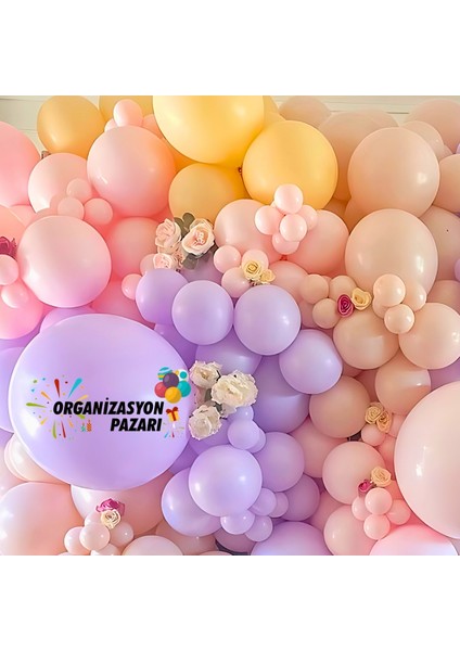 Balon Seti Makaron Sarı-Makaron Pembe-Makaron Lila-Makaron Somon 100 Lü Balon Zinciri Seti fırsatları