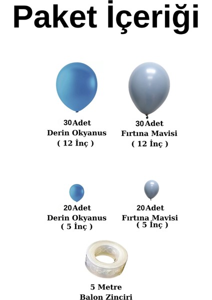 Balon Seti Derin Okyanus-Fırtına Mavi 100 Lü Balon Zinciri Seti fiyatları