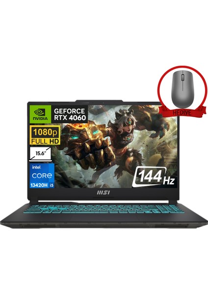 Msı Cyborg 15 Intel Core I5-13420H 40GB 2tb SSD 8GB/RTX4060 15.6" 144Hz Fdos Full Hd Taşınabilir Bilgisayar A13VF-895XTR-A19 & Anzar Mouse