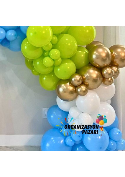 Balon Seti Beyaz-Krom Gold-Açık Mavi-Açık Yeşil 100 Lü Balon Zinciri Seti fırsatları