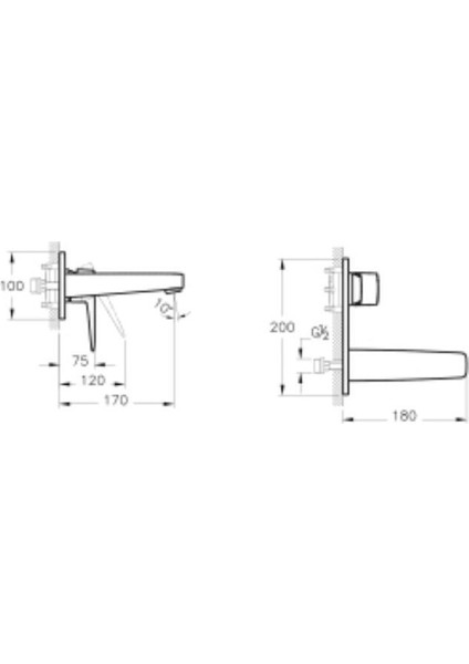 Root Square Ankastre Lavabo Bataryası - A4273836