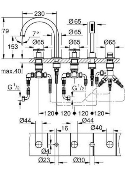 Atrio New 5 Delikli Küvet Bataryası - 29408GL0 modelleri