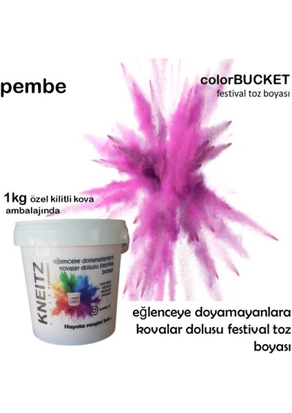 Holi Boya 1kg Kova Festival Toz Boyası , Parti Boyası , Colorfest Boyası Pembe