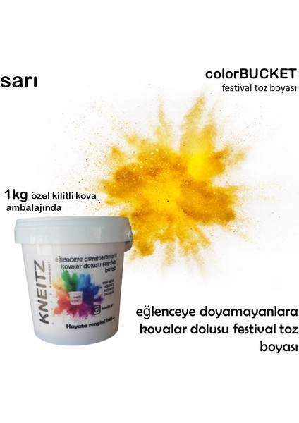 Holi Boya 1kg Kova Festival Toz Boyası , Parti Boyası , Colorfest Boyası Sarı