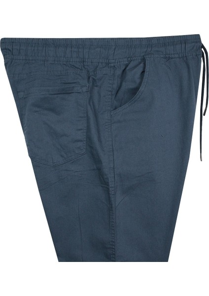 Erkek Büyük Beden 118 KILO-180 Kilo Arası Için Uygun Bağcıklı Gabardin Jogger Pantolon Indigo