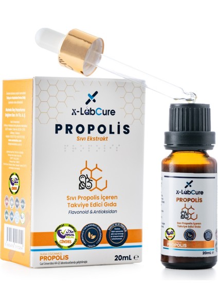 Propolis Sıvı Ekstrakt, 20ML, Alkolsüz, Gimdes Helal 3 Adet