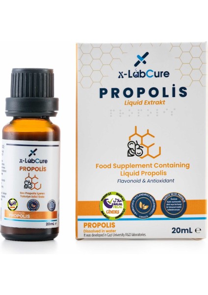 Propolis Sıvı Ekstrakt, 20ML, Alkolsüz, Gimdes Helal 3 Adet