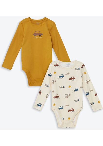 Lcw Bisiklet Yaka Baskılı Erkek Bebek Çıtçıtlı Body 2'li