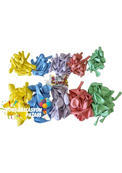 Balon Seti Makaron Sarı-Pembe-Yeşil-Lila-Mavi 100 Lü Balon Zinciri Seti fiyatları