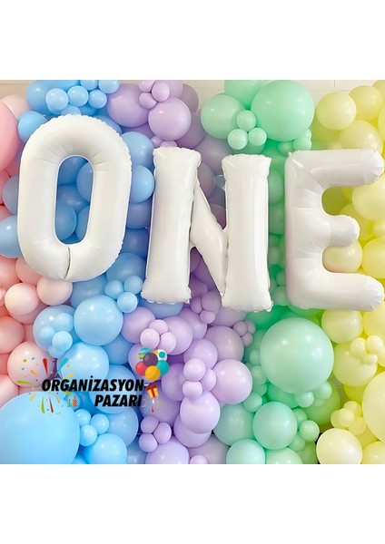 Balon Seti Makaron Sarı-Pembe-Yeşil-Lila-Mavi 100 Lü Balon Zinciri Seti