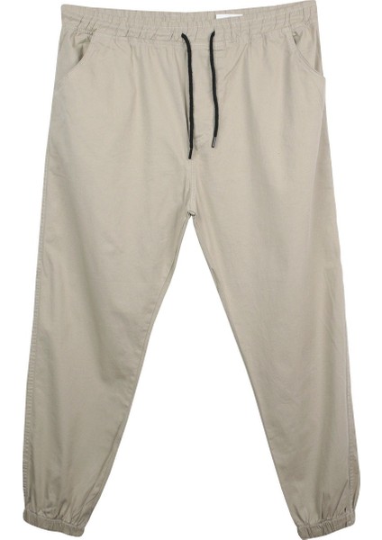 Erkek Büyük Beden 118 KILO-180 Kilo Arası Için Uygun Bağcıklı Gabardin Jogger Pantolon Taş