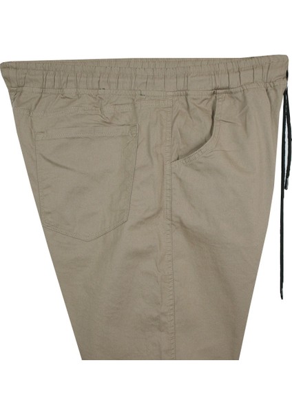 Erkek Büyük Beden 118 KILO-180 Kilo Arası Için Uygun Bağcıklı Gabardin Jogger Pantolon Bej modelleri