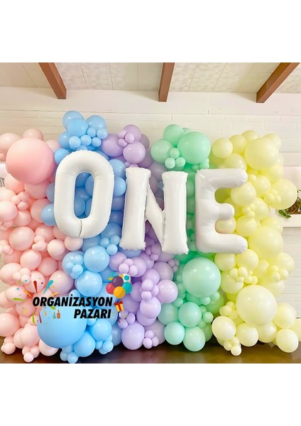 Balon Seti Makaron Sarı-Pembe-Yeşil-Lila-Mavi 100 Lü Balon Zinciri Seti modelleri