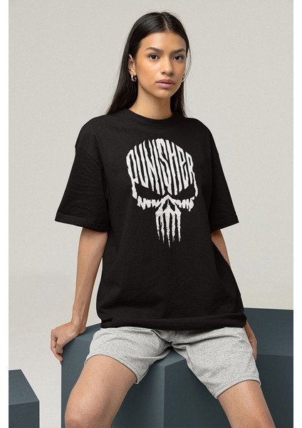 The Punisher Baskılı Özel Tasarım Unisex Tişört, Oversize Marvel Tişört modelleri