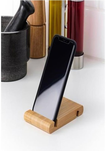 1 Adet Ahşap Dik Telefon Tutucu Tutacağı Standı