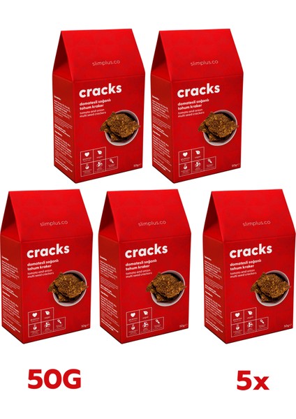 5 Paket Domates Soğanlı Glutensiz Vegan Tohum Kraker Cracks 50gr