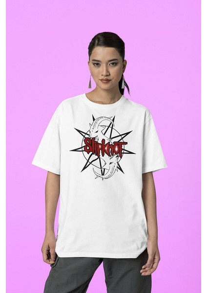 Keçi Slipknot Grubu Baskılı Unisex Tişört, Oversize Rock Metal Müzik Tişört fiyatları