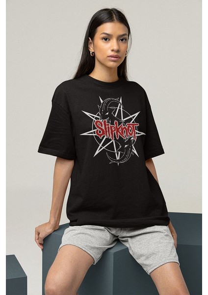 Keçi Slipknot Grubu Baskılı Unisex Tişört, Oversize Rock Metal Müzik Tişört fiyatları