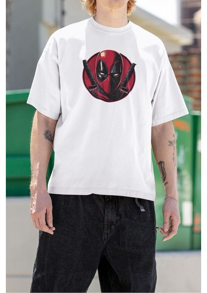 Deadpool Marvel Film Karakteri Baskılı Unisex Oversize Tişört