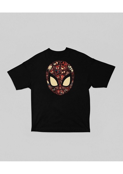 Maske Örümcek Adam Baskılı Unisex Oversize Marvel Tişört