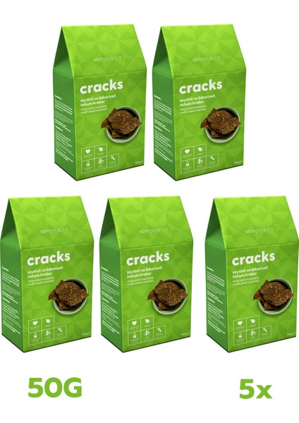 5 Paket Zeytin Biberiyeli Glutensiz Vegan Tohum Kraker Cracks 50gr