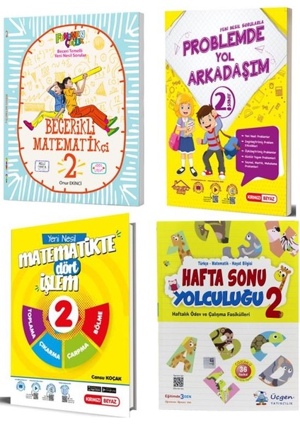 Fenomen+Kırmızı Beyaz 2. Sınıf Becerikli Mat+Problem+Işlem+Üçgen Haftasonu (4kitap)