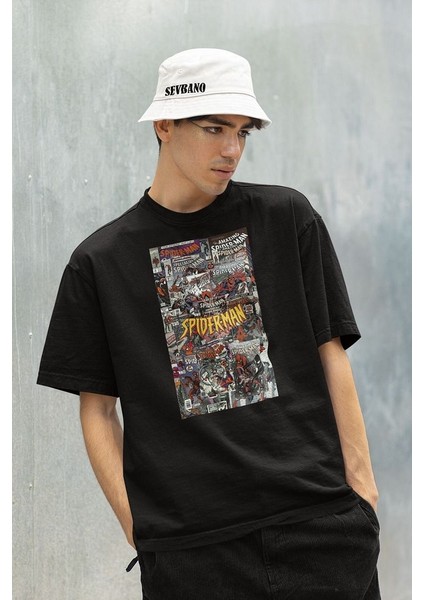 Spider-Man Film Arşivi Baskılı Unisex Oversize Marvel Tişört