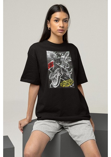 Anarchic Spider-Man Baskılı Unisex Oversize Spider-Punk Tişört
