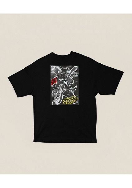 Anarchic Spider-Man Baskılı Unisex Oversize Spider-Punk Tişört