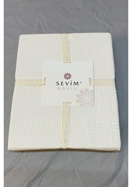 Tek Kişilik Waffle Pike 160x230 cm - %100 Pamuk - Petekli Tasarım - Gofre Pike - Krem