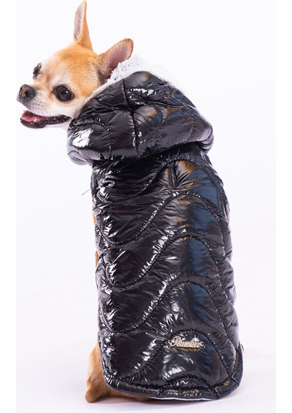 Siyah Light Wave Anorak Yelek Köpek Yeleği Köpek Kıyafeti Köpek Yağmurluk