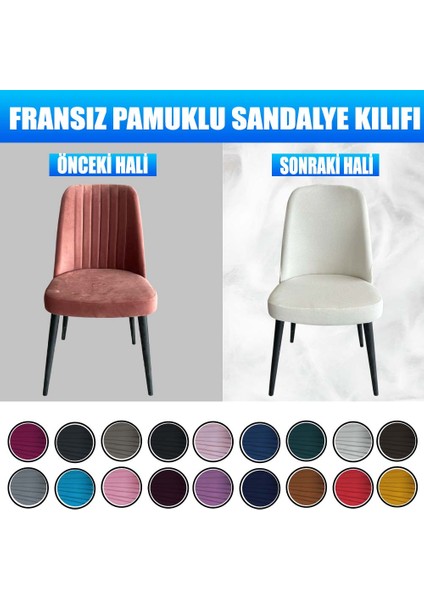 6 Adet Pamuklu Fransız Kumaş Gül Model Sandalye Kılıfı & Sandalye Örtüsü Seti