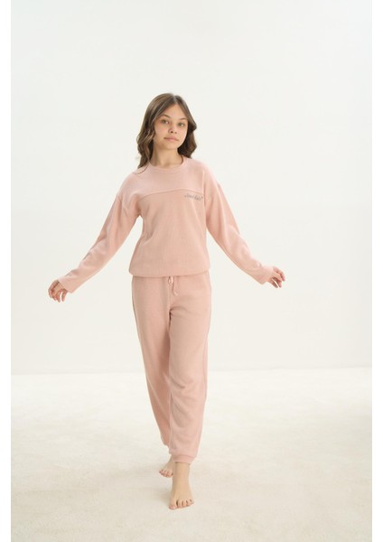 Kız Çocuk Uzun Kol Pudra Pijama Takım C0T3N7O8