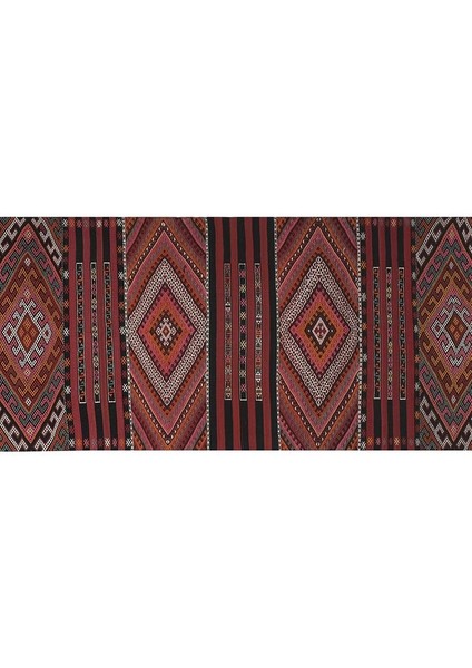 El Dokuma Geometrik Desenli Uzun Yolluk Kilim 143 x 445 cm modelleri