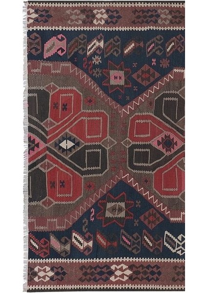 El Dokuma Geometrik Desenli Uzun Yolluk Kilim 181 x 351 cm