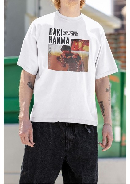 Baki Hanma Unisex Oversize Anime Karakter Baskılı Tişört