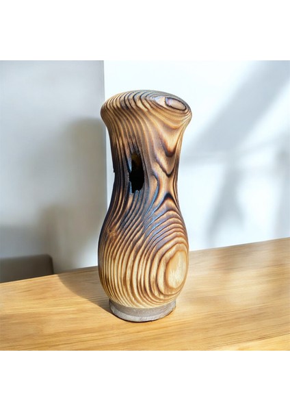 Doğal Izler: Yakma Tekniğiyle Desenlenmiş Çam Ağacı Vazo fiyatları