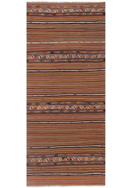 El Dokuma Kilim Çizgi Desenli Halı 166 x 369 cm