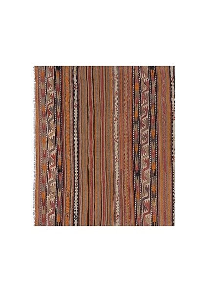 El Dokuma Kilim Çizgi Desenli Halı 166 x 369 cm