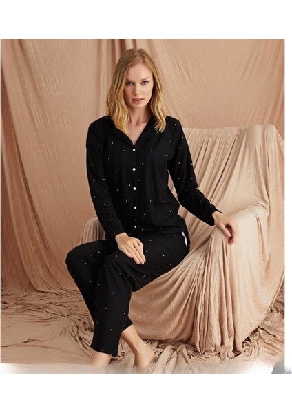 Kadın Süet Önden Düğmeli Pijama Takımı 56607 - 1 Adet