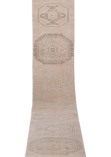 El Dokuma Karapınar Yöresi Geometrik Desenli Uzun Yolluk Halı 84 x 576 cm