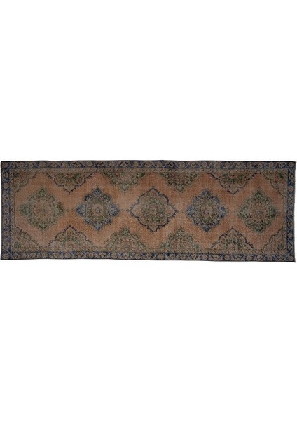 El Dokuma Geometrik Desenli Uzun Yolluk Halı 129 x 375 cm